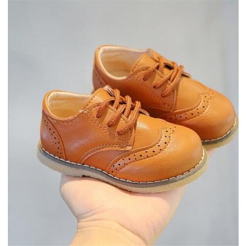 Boys Fashion Casual Shoes Childrens spring and autumn PU leather shoes Soft sole comfortable baby toddler shoes