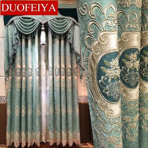 Curtains for Living Dining Room Curtains for Bedroom Chenille Jacquard European Embroidery Valance Curtain for Balcony Curtain