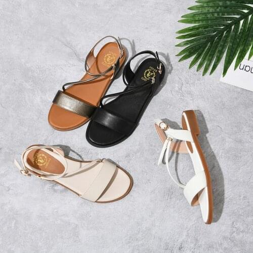 SKLFGXZY New Summer Style Women Fashion Leather Sandals With Low Party Womens Shoes Real Cowhide Cool Sandals Size 34-43