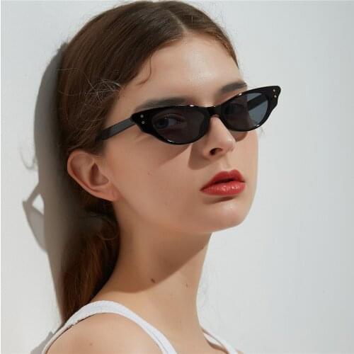 2018 Women Cat Eye Sunglasses Candy Color Brand Designer Black Acetate Rivets Vintage Cateye UV400 Female Sun Glasses Eyewear