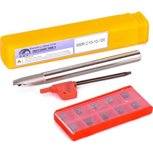 10pcs APMT1135PDER Carbide Inserts + 1pc BAP 300R C10-10-120 CNC Lathe Turning Tool Holder Boring Bar + 1pc T8 Wrench