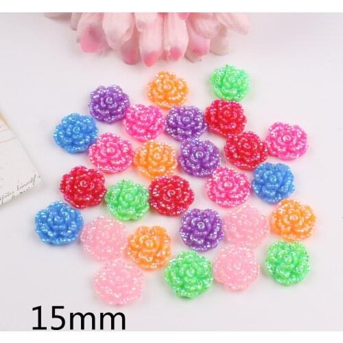 10pcs/lot bling shining flowers mix colors flat back resin flowers resin cabochons accessories