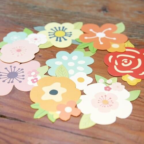 10cm colorful flower style paperboard 3D wall stickers message leaving gift cards 200gsm white paper tags 80pcs