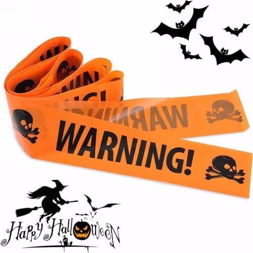 2pcs Halloween Warning Tape Signs Halloween Props Window Prop Party Danger Warning line Halloween Decoration Witch Balloons