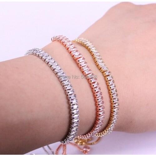 6PCS 5MM Clear CZ Tennis Link Chain Bracelet Bangle Fashion Women Girls Jewelry