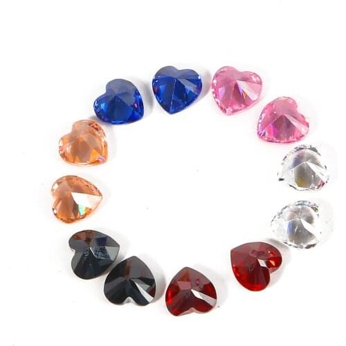 7 styles 8mm Peach Heart Zircon Crystal Beads Mix Heart Shape Glue Rhinestone Beads for DIY Phone Decoration Garment Accessorie
