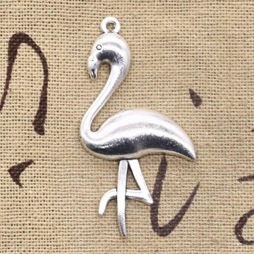 8pcs Charms Crane Bird Flamingo 25x45mm Antique Bronze Silver Color Pendants Making DIY Handmade Tibetan Bronze Jewelry