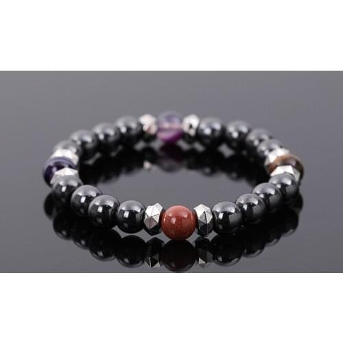 Natural Hematite Stone Beads Bracelets Tiger Eye beads charm bangles for women/men Magnetic Health care DIY Stretch Bracelets
