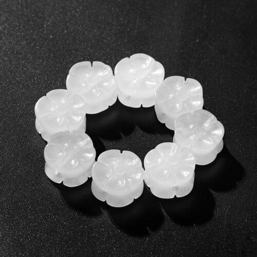1Pc Natural Stone Plum Flower Beads 8*14mm White Green Gold Charms Handmade For Bracelets Necklace DIY Jewelry Making Components