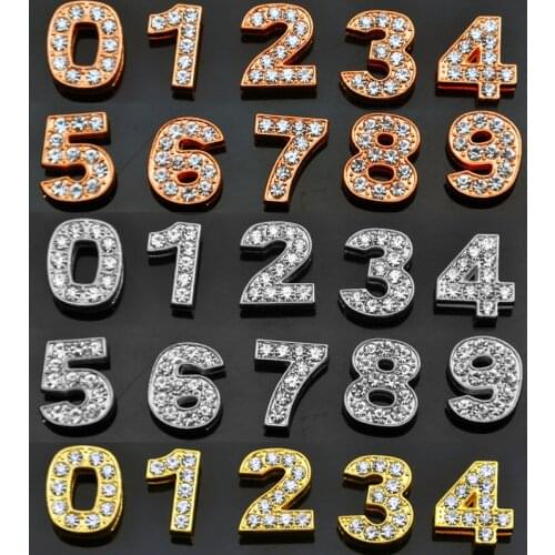 2Pcs/lot Fashion 10mm Crystal 0-1 Number Keeper Charms Beads for Mesh Bracelet Bangles for Women Men DIY Jewelry Making Resell