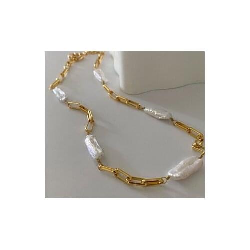 Explosion style niche natural baroque pearl necklace clavicle chain