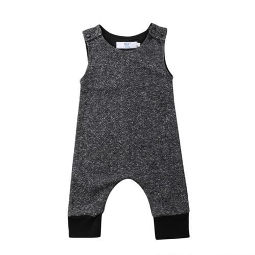 Sleeveless Infant Baby Boy Girl Gray Romper Jumpsuit Playsuit Clothes Outfits Size 0-24M