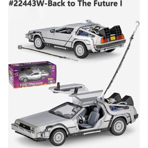 WELLY Diecast 1:24 Scale Model Car Toy Delorean For Movie Back to The Future Part 1/2/3 DMC-12 Metal Alloy Toy Car For Kids Gift