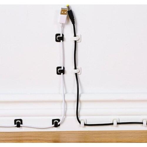 Hot Mini Wire Cable Organizer Computer Data Cable Clips Fixer Line Organizers Cord Tie Clamps Adhesive Fastener Storage Buckle
