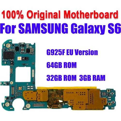 Original Unlocked Main Motherboard 32GB For Samsung Galaxy S6 Edge G925F Unlock Europe Android System