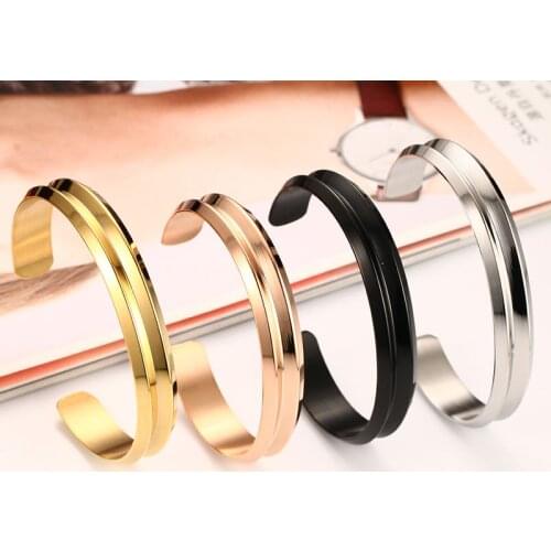 2021 Fashion Accessories Stainless Steel Material Groove Open And Temperament And Personalited Bracelet Suitable For Women