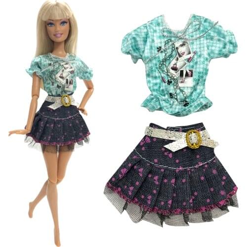 NK 1 Pcs Doll Dress Beautiful Handmade Party Clothes Top Fashion Skirt For Barbie Doll Accessories Best Child Girls'Gift 80A