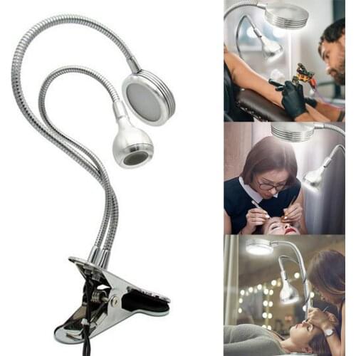 2 In 1 Dimmable Clip Table Lamp USB Adjustable Brightness Desk Light for Eyebrow Tattoo Nail Art Beauty Makeup