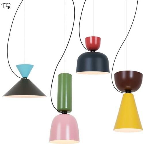 Nordic Modern Macaroon Colorful Led Pendant Lights Simple Restaurant Dining Room Bedroom Studio Cafe Home Decor Salon Luminaire