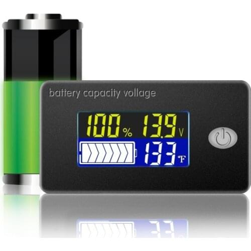 New 10V-100V Li-ion Lifepo4 Lead Acid Battery Capacity Indicator LCD Digital Voltmeter with Alarm Temperature Meter Power Tester