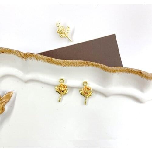ROSE FLOWER Charms Pendant for Jewelry Earring Bracelets DIY Jewelry Making Golden Base