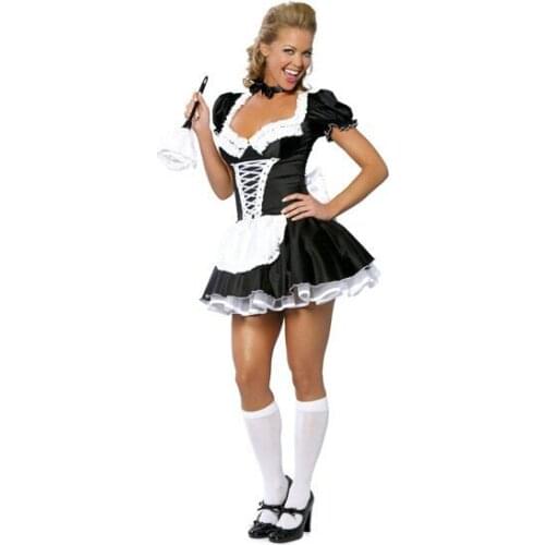 S-3XL) 2 Pc Sexy Plus Size French Maid Costume Lolita Cosplay Coffee House Maid Clothing Japanese Meidofuku Costume