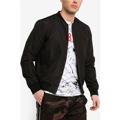 Stand collar whole colored bomber men jacket for autumn windbreaker jacket