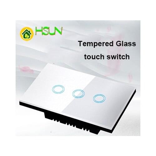 120 type US /AU Standard Touch screen Switch 3 Gang Glass Touch Switch 110-240V Light Sensor Waterproof Switch remote control