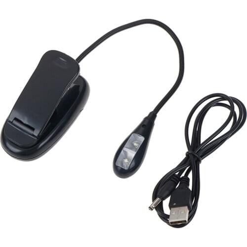 LED Clip Type Reading Lamp With USB Rechargeable Double Light Reading Bedside Colors Eye Care Brightness Book Clamp Light 1Set