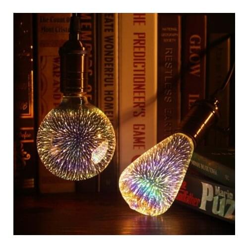 Led Light Bulb 3D Decoration Bulb Firework 110 220V ST64 G95 G80 G125 A60 Bottle Heart E27 Holiday Lights Novelty Christmas Lamp