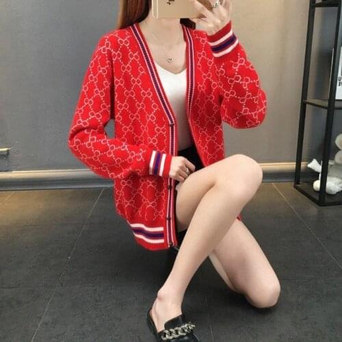 Women Sweater Cardigan Autumn 2021New Loose Sweater Early Spring Coat Female Korean Version The Wild Lazy Style Student Jacket95