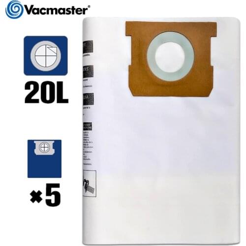 Vacmaster Vacuum Cleaner Dust Bag, 20L, Filtration Dust Bags for Wet Dry Vacuums, Vacuum Cleaner Accessories, 5PCS/Lot