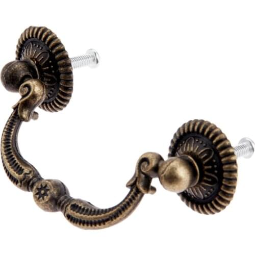 Retro Handle Vintage Antique Bronze Pull 90mm*42mm Knob Cupboard Door Kitchen Cabinet Drawer Wooden Jewelry Box Europe Style