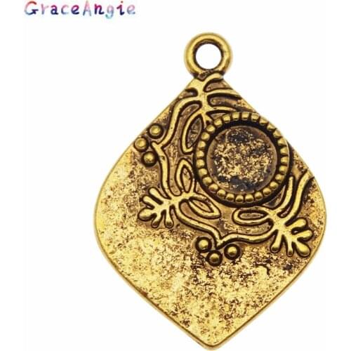 10pcs Gold Tree Leaves Charms Inner 6mm Cameo Alloy Vintage Earrings Necklace Jewelry Handmade Bracelet Charms Making DIY Craft