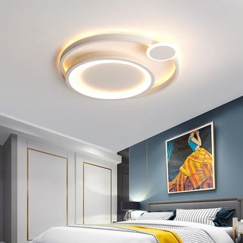 Iron art ceiling lamp modern simple atmosphere personality bedroom study lamp intelligent remote control room lighting