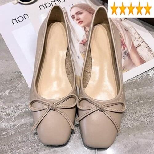 Cut Women Flats Ballet Out Genuine Breathbale Bowknot Moccains Boat Ballerina Ladies Casual Leather Shoes