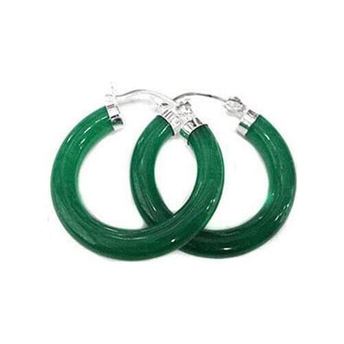 Ladys beautiful round green Natural Stone earrings