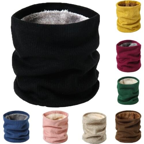 Ring Women Neck Scarf Winter Knitted Cashmere-like Soft Thick Warm Fur Scarves High Elasticity Unisex Solid Collar Wraps
