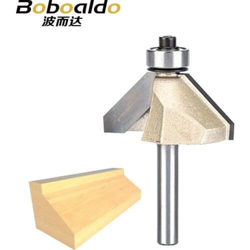 1pcs 1/4 Shank Chamfer Cutter Router Bits for wood Horse Nose Bit 45 Deg CNC Woodworking Tools two Flute endmill