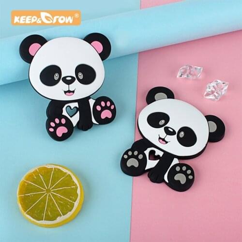 Keep&Grow 1pc Silicone Teethers Cartoon Panda Shape Food Grade Baby Teething Beads DIY Pacifier Chain Necklaces For Baby Product