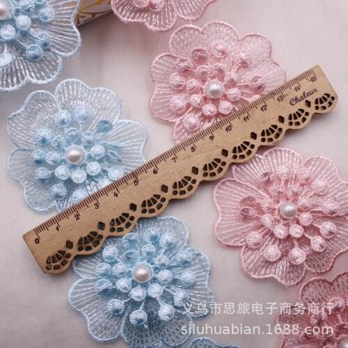 1 yards Beaded Rose Flowers Hollow Embroidery Lace Ribbons for Diy Sewing Clothing Accessories Gift Packaging Material