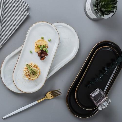 10 inch Pink Oval Marble Ceramics Dish Plate Food Dessert Fruit Cake Sushi Plate Decorative Plate Jewelry Storage Tray Organizer