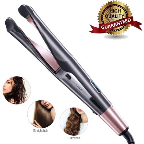 Hair Curler Iron Professional Electric Hair Straightener Curler 2 In 1 Hair Straightening Ceramic Flat Iron Hair Salon Styling