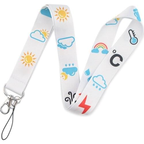 20pcs Weather forecast Neck keychain necklace webbings ribbons Anime Cartoon Neck Strap Lanyard ID badge holder Keychain Lanyard