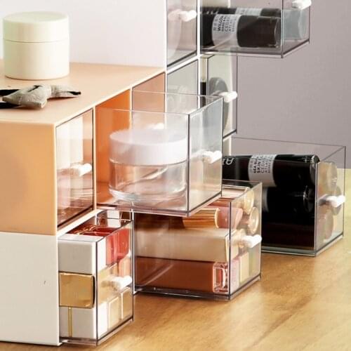 3 Layers Plastic Makeup Organizer Mini Desktop Storage Box Cosmetic Drawer Jewelry Case Holder Container