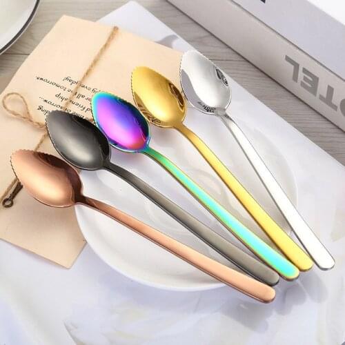 304 Stainless Steel Coffee Spoon Cutlery Retro Pointed Ice Cream Spoon Scoop Spoon Tea-spoon Creative Scoop Tableware