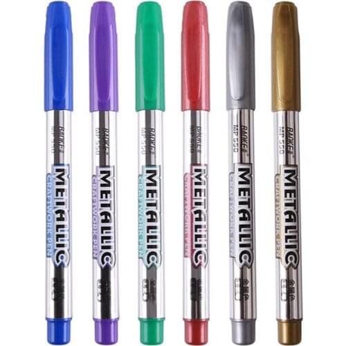 5Pcs Metal Waterproof Permanent Paint Marker Pens Sharpie Gold And Silver 1.5mm Student Supplies Craftwork Pen Art Painting