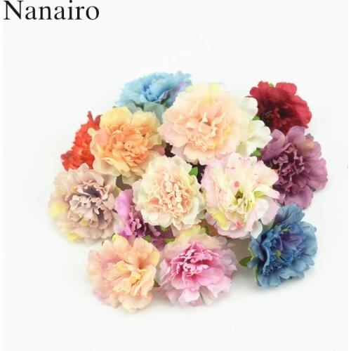 50pcs 4.5cm Artificial Silk Flower European Fall Vivid Peony For Wedding Home Decoration Peony Chrismas Gift Craft Fake Flower