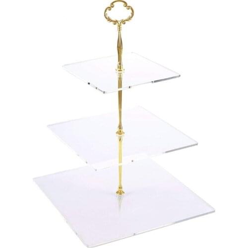 3 Tier Acrylic Wedding Cake Stand Crystal Cup Cake Display Shelf Cupcake Holder Plate Birthday Party Decoration Stands