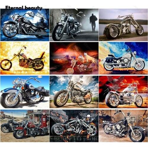 Diamond Painting Motorcycle 5D Diy Full Diamond Embroidery Motorcycle Cross Stitch Kits Square Round Diamond Mosaic Home Decor